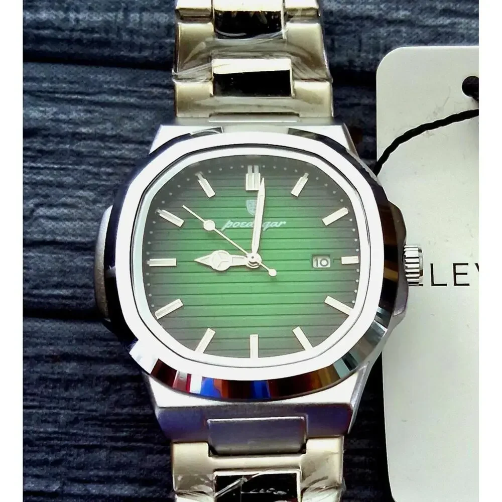 Vintage‎ Poedagar Nautilis Green Guilloché Dial Mens Watch